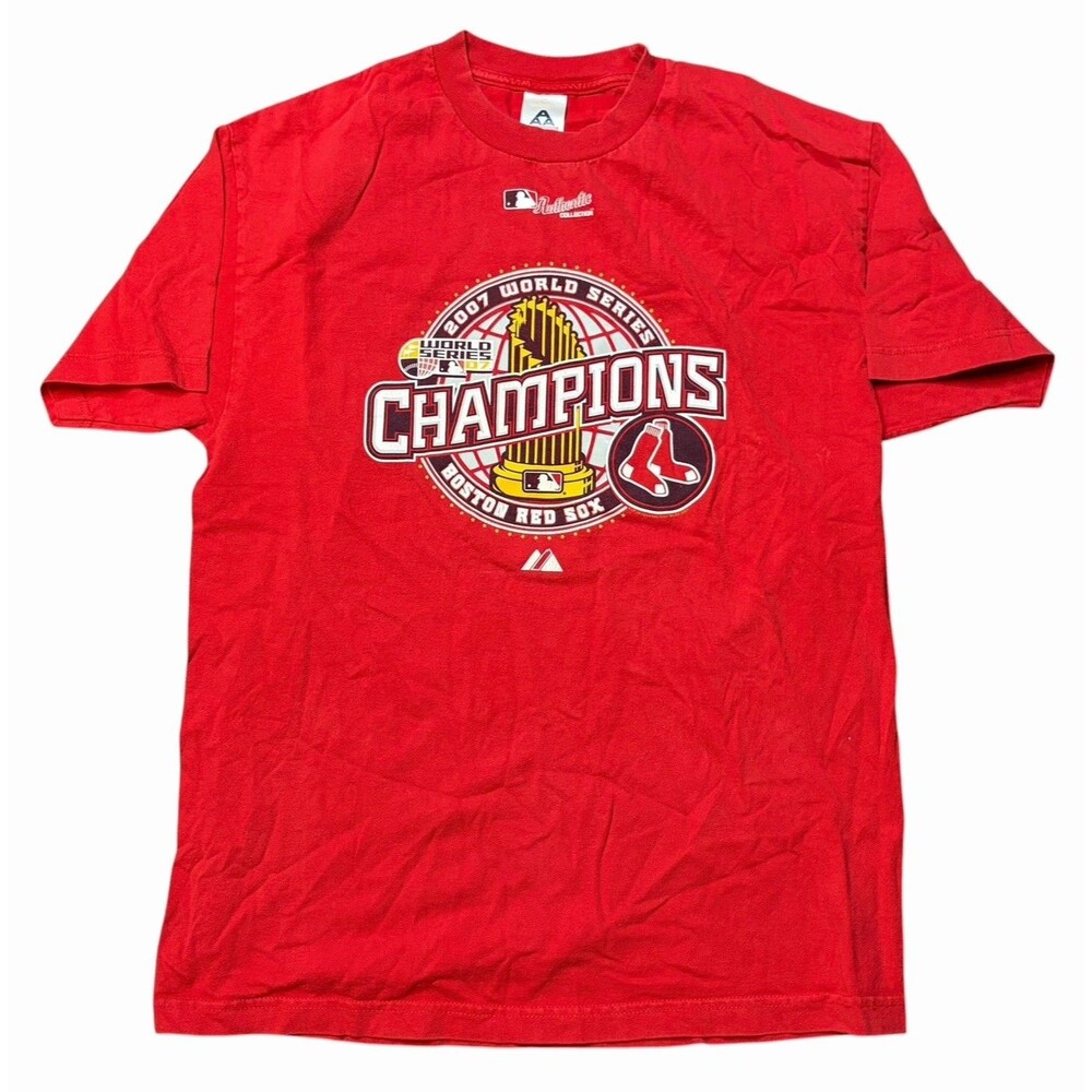 Boston Red Sox Men's T-Shirt Size Large Red 2007 MLB World Series Champions AAA
